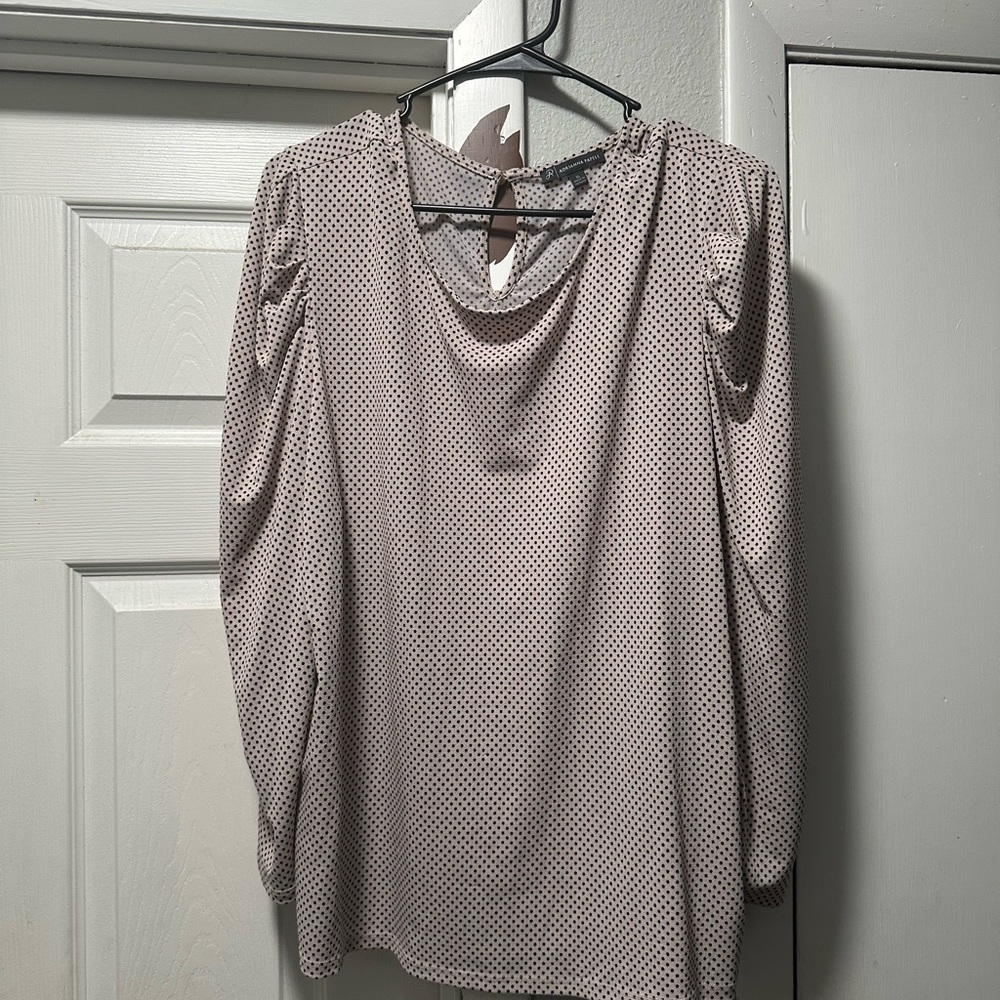 Adrianna Papell Tan Ruched Long Sleeve Blouse